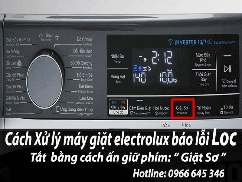 Cách tắt chế độ loc trên máy giặt electrolux